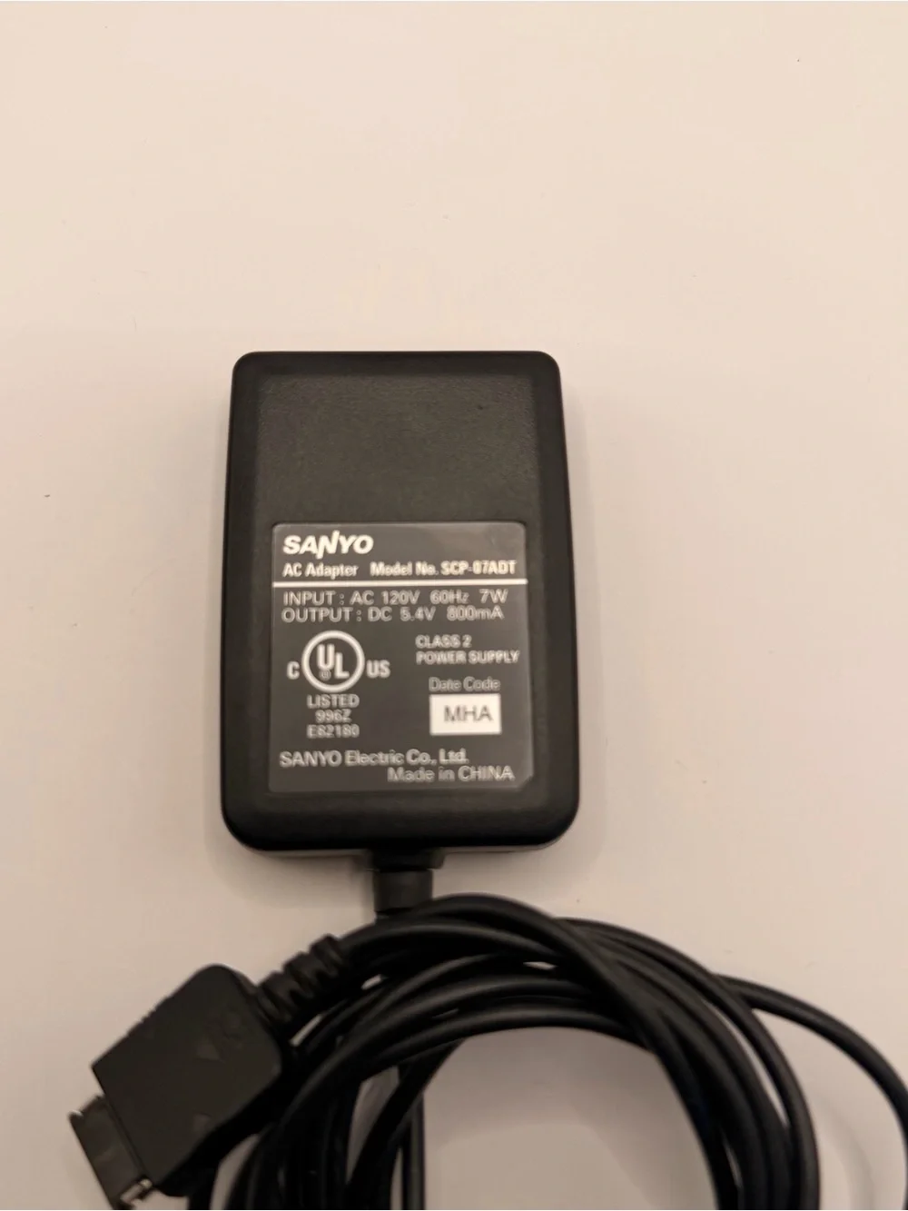 Sanyo SCP-07ADT‎ Class 2 Power Supply AC Adapter Output DC 5.4V 800mA